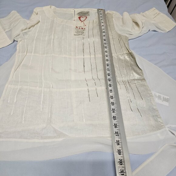 Daniela Dallavalle Elisa Cavaletti DANI Top Blouse Women Size L White Linen - Picture 11 of 16